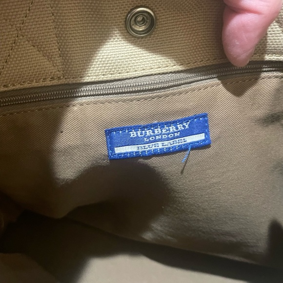 Burberry Blue Label Khaki Canvas Tote with Leather Handles - Picture 5 of 8